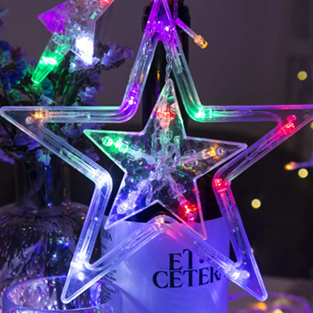 Светодиодный подвесной светильник со звездами, гирлянда 5 больших 4 маленьких, для дома, вечерние, Декор для дома, Рождественский Декор, гирлянды, легко установить