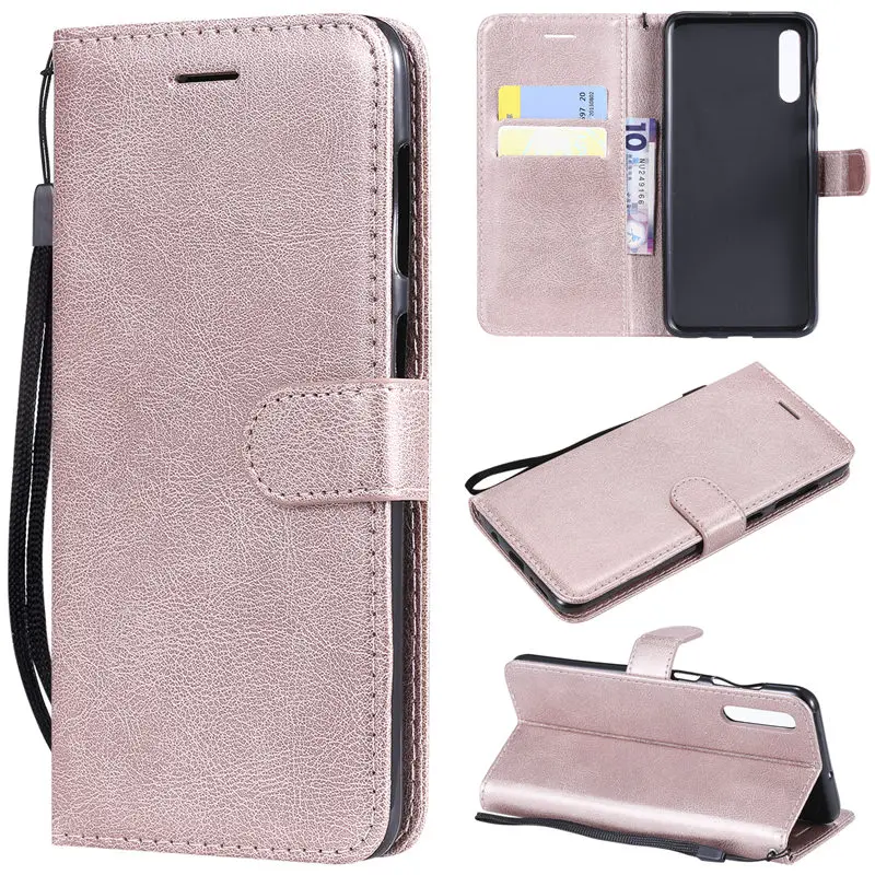 Кожаный флип-чехол для samsung Galaxy A50, мягкий силиконовый держатель для карт, кошелек, Роскошный чехол для телефона, чехол для samsung Galaxy A50 - Цвет: Rose Gold