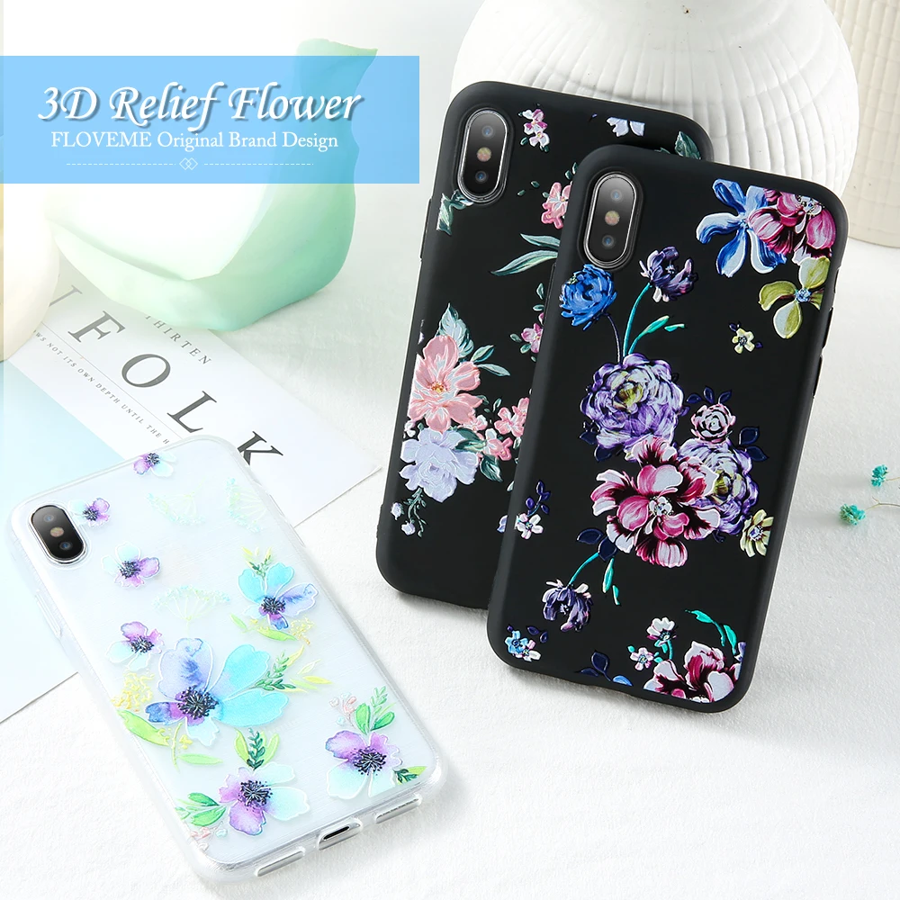 FLOVEME 3D Рельефный цветочный чехол для iPhone 5S 5 SE 6 6s мягкие силиконовые чехлы