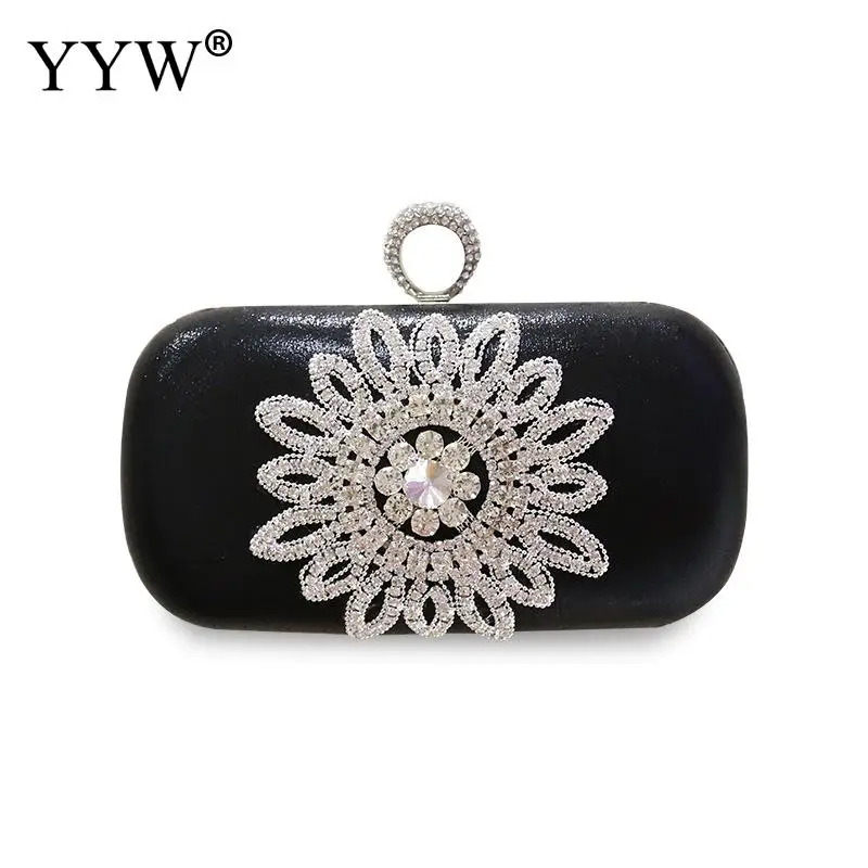 

Black Mini Clutch Bag Rhinestone Evening Bag party wedding Crossbody messenger Bag Fashion Clutch Designer Chain Women female