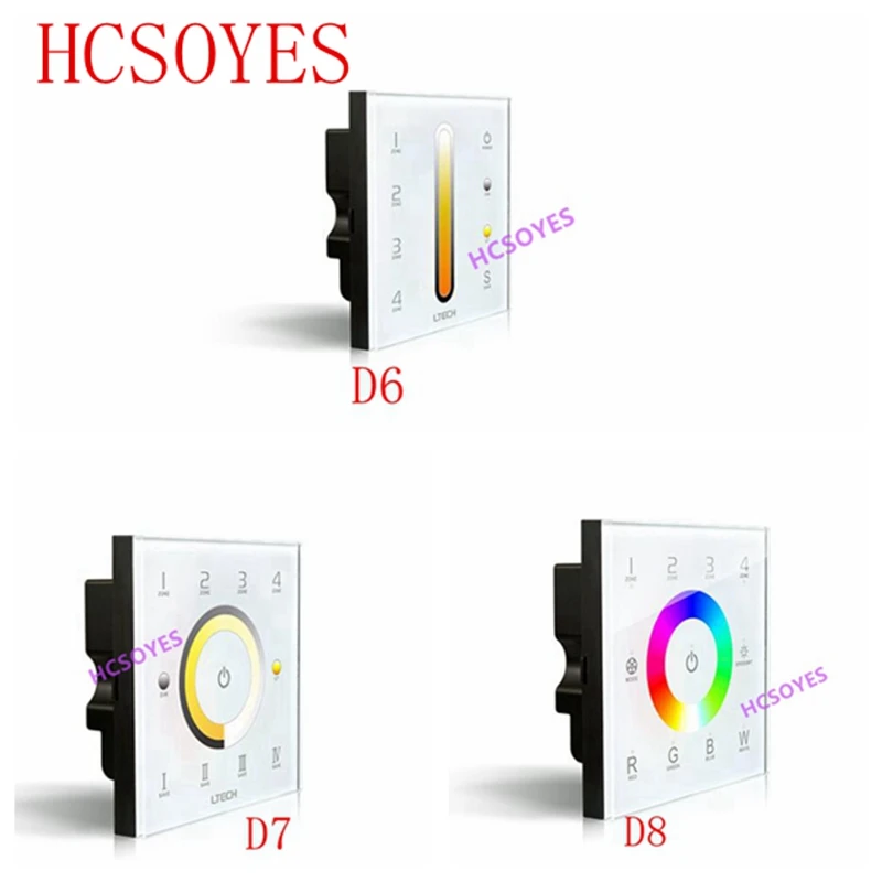 

LTECH D6 D7 D8 led touch panel DMX512 multi Zones RGBW CCT touch dimmer CCT Color temperature DC12-24V 4 Zones control