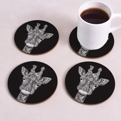 Square Wooden Table Coasters Hot Pad Cork Animal Table Mat Round Placemat Dining Table Mats Kitchen Accessories Decoration Home