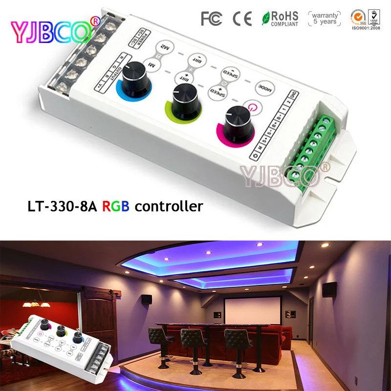 

LTECH LT-330-8A Knob Control led RGB controller 8 function keys 25 modes 8AX3CH for colorful led strip light tape DC5 -24V