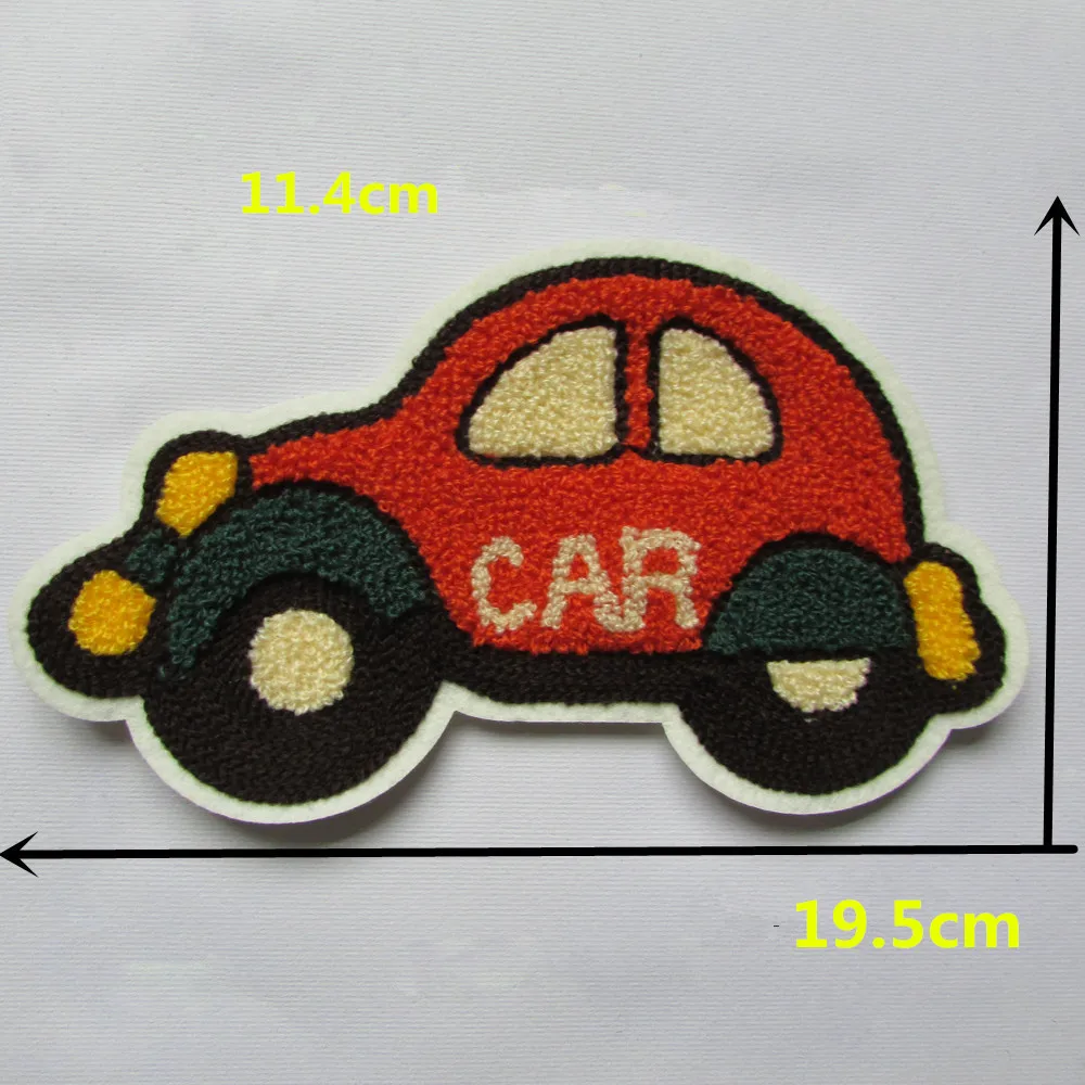 Unique cartoon car Sew on embroidered towel fabric patches stripes For