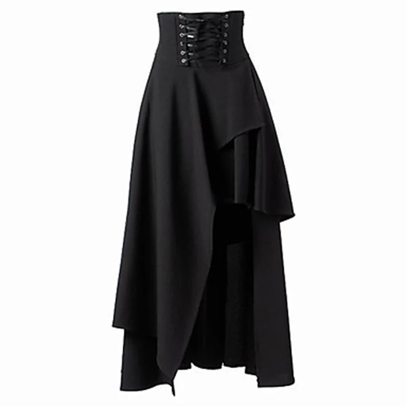 Женская юбка на шнуровке, модные черные готические юбки с ремешком, женские юбки с завышенной талией, нестандартные готические юбки для вечеринок в стиле стимпанк