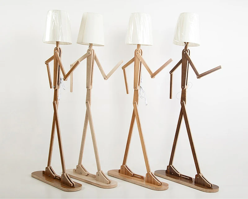 Creative Human Figure Floor Lamps Wooden Log Fabric Stand Light Living Room Bedside Piano Lighting Nordic E27 Standing Lights (11)