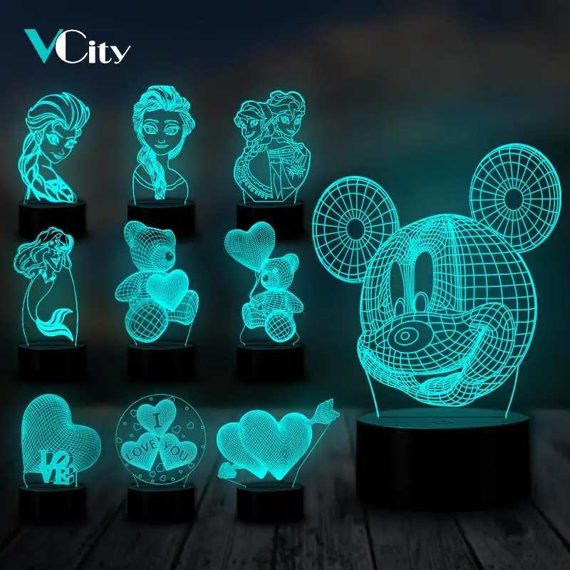 3D ночник VCity светодиодная настольная лампа USB светильник RGB милая спальня