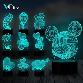 

VCity 3D Night Light Led Table Lamp USB Home Party Decorative RGB Lights Cute Bedroom Romantic Lovely Gifts Princess Toys Kids