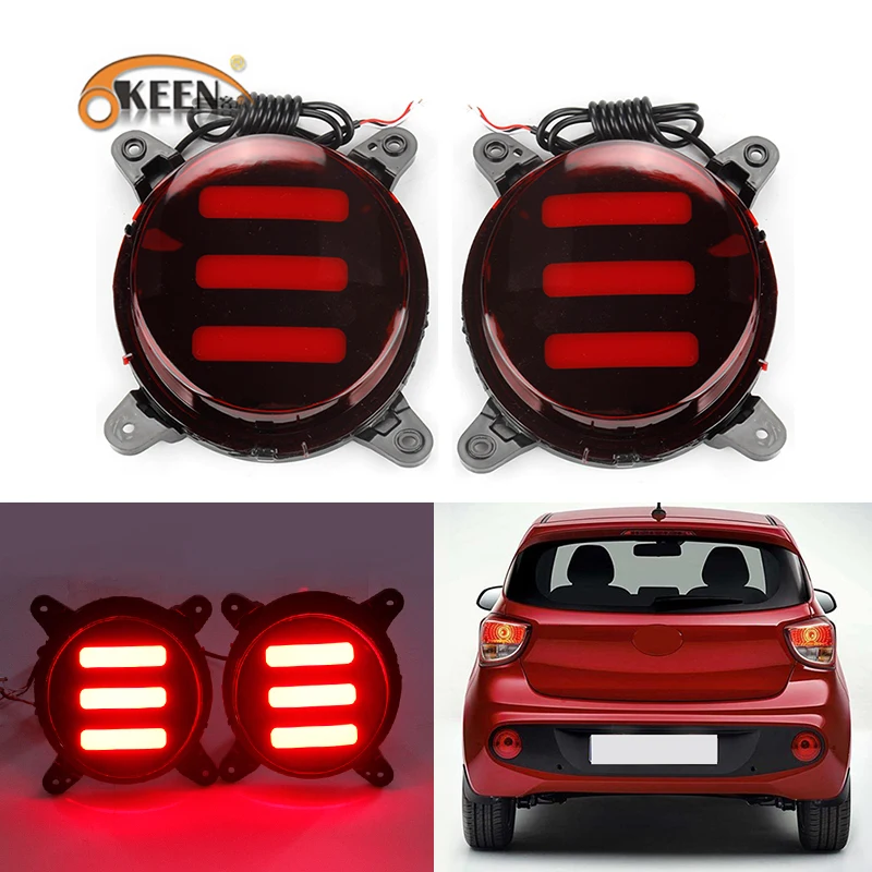 

OKEEN 2pcs Multi-function Car LED Rear Bumper Reflector Light For Hyundai i10 2017 2018 Tail Light Driving Brake Light Fog Lamps