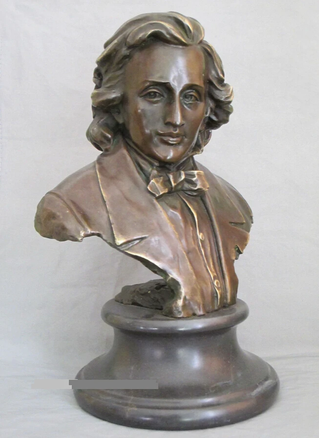 

huij 008794 14"fryderyk franciszek chopin Bronze ART musician Piano poet Chopin Bust