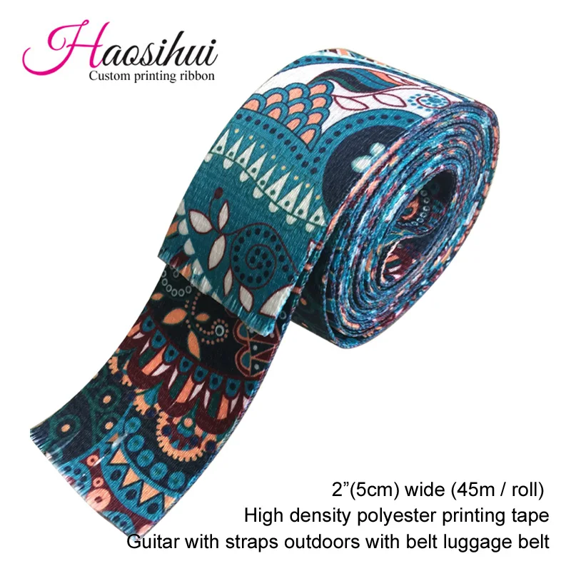 

2 "(5x100CM) Polyester silk screen thermal transfer digital printing belt personality pattern guitar color with the spot