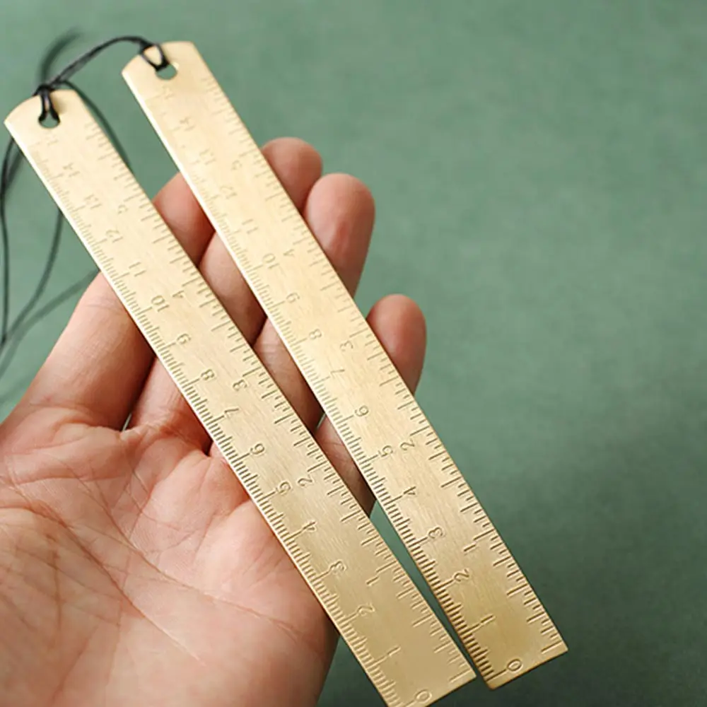 Vintage travel Brass Handy Straight scale Ruler 12cm Metal cute pure Copper Bookmark Dual Scales book mark marker for school office metal bookmark,bookmarks stationery supplies