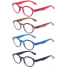 Gafas de lectura, paquete de 4, gafas clásicas Retro Vintage con montura redonda para lectores de hombre y mujer, gafas con bisagra de Color