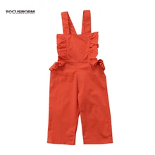 Г. крутые штаны на бретелях для маленьких девочек Однотонные летние комбинезоны комбинезон, одежда модные комбинезоны с открытой спиной для малышей От 1 до 6 лет