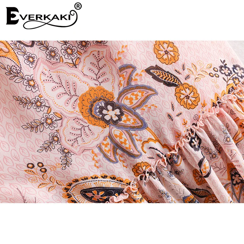 Everkaki Boho Платье женское с принтом Пейсли открытыми плечами Slash шеи длинное летнее