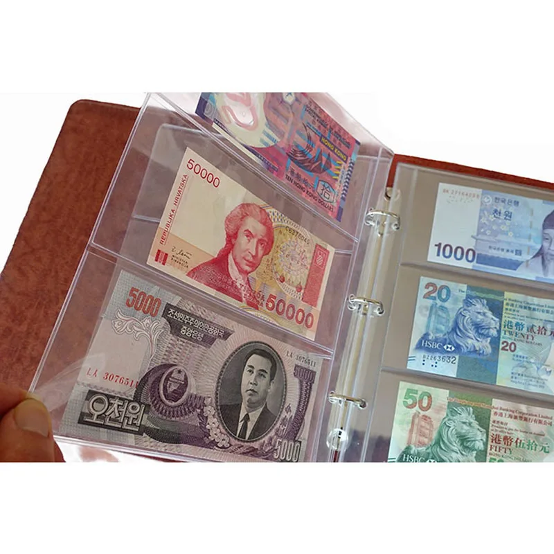 ПВХ страницы альбома 3 кармана банкнота держатель банкнот ПВХ Коллекция 180x80 мм альбомы папки