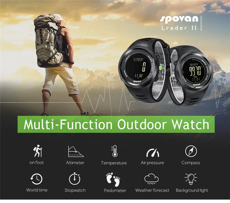 Spovan Leader-2 Спортивные Цифровые Смарт-часы многофункциональные походные компасы умные часы альтиметр барометр термометр шагомер