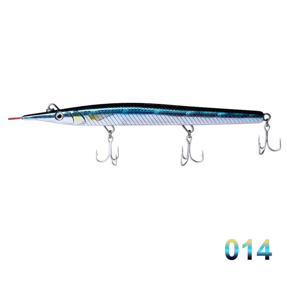 Hunthouse leurre stickbait игла карандаш морская жесткая приманка для рыбалки морской бас 140 мм/180 мм тонущий прыжок garfish sphyraena - Цвет: 014