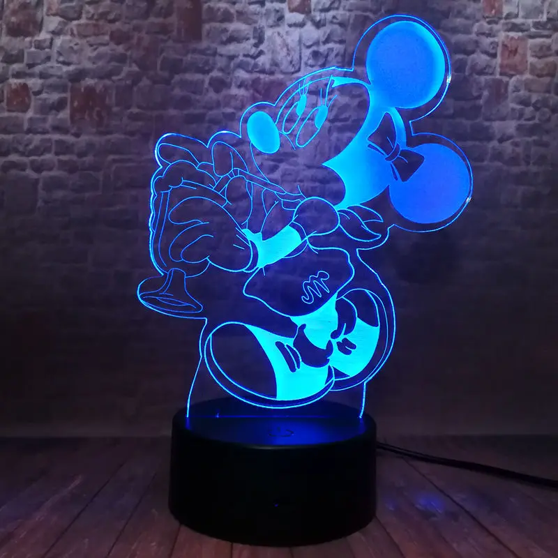 

Musicing Minnie Figma 3D Illusion LED NightLight 7 Colorful Changing Light Cartoon Minnie Mouse Anime Figure Light-up Toys Girls
