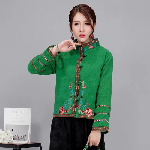 

Autumn New Ethnic Style Vintage Embroidery Women Coat Loose Jacket Cotton And Linen Casaco Feminino Artistic outerwear Womens
