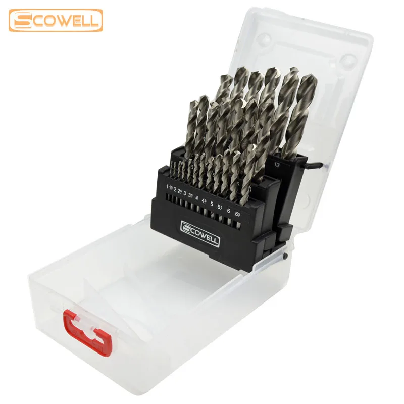 

Free Shipping :20%OFF 25pcs HSS Twist drill bits metal box sets,Top Quality DIN338 4341/M2 full ground drill bits wood drilling
