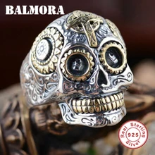 BALMORA Hot Sale 100% Real 925 Sterling Silver Vintage Rings for Men Women Lovers Fashion Cool Jewelry Skull Ring Bijoux SY20540
