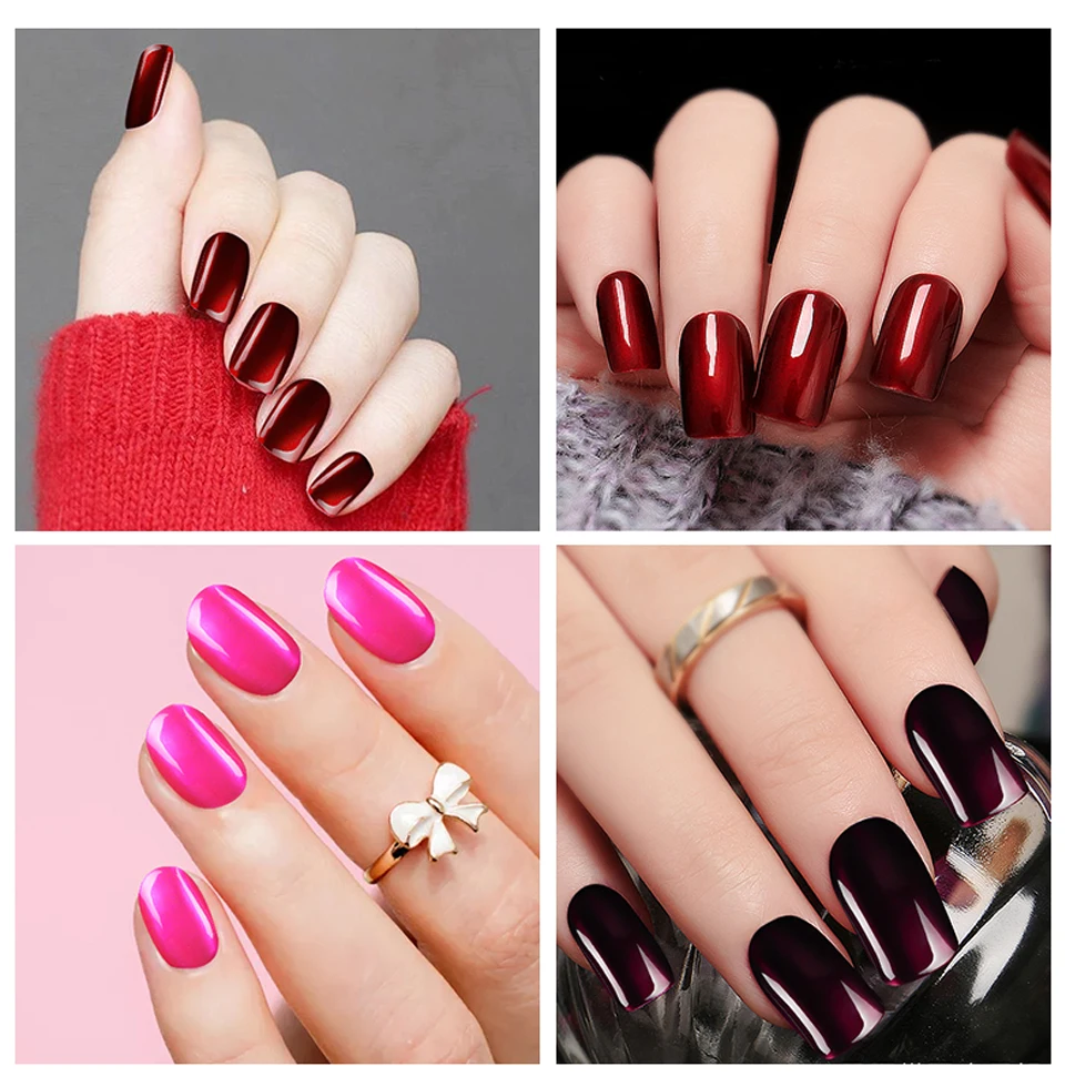 Vrenmol Nail Art Tips Titanium Red Nail Gel Polish Mirror Metal