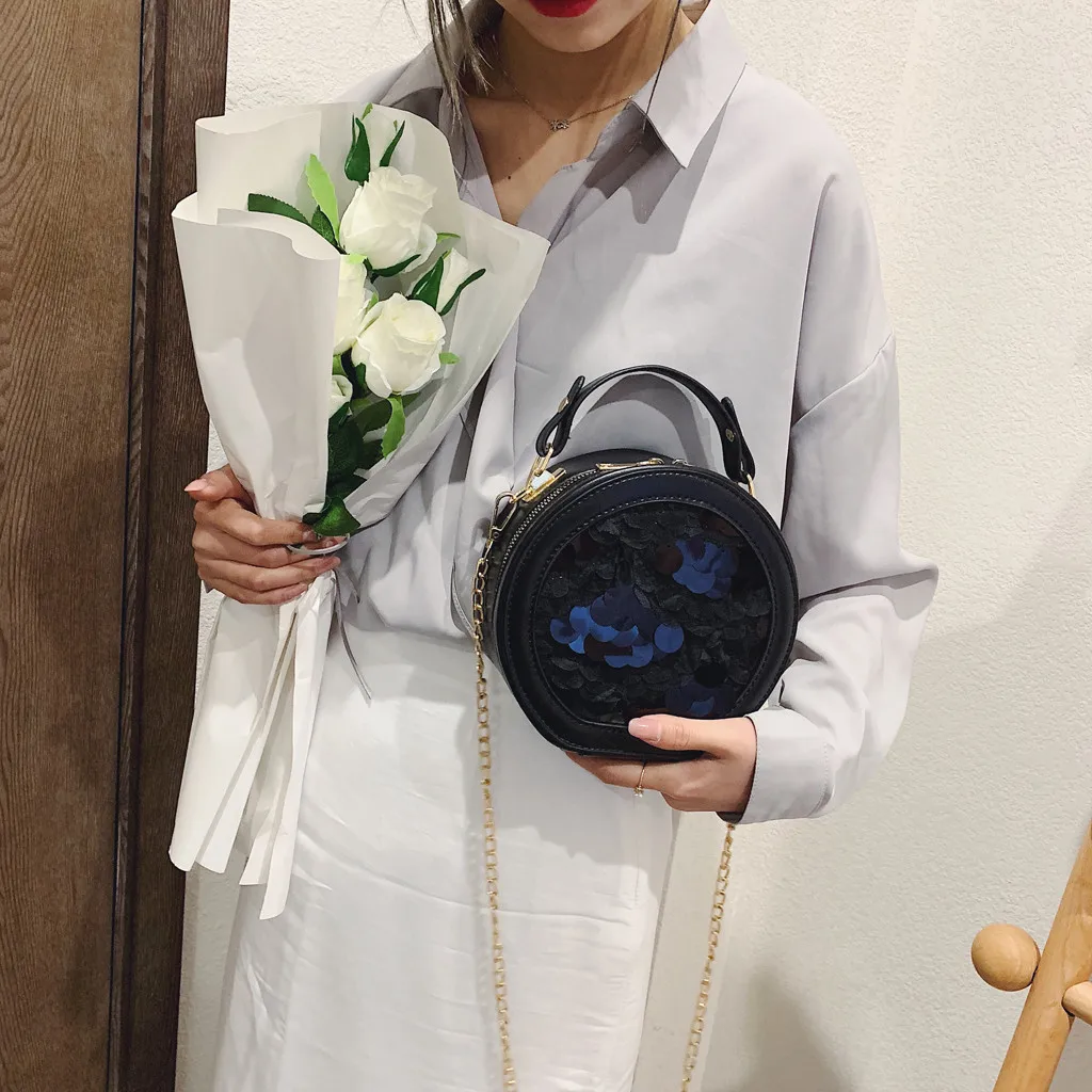 Модные женские Для женщин пайетки кожа Crossbody Сумка Пляжная Сумка