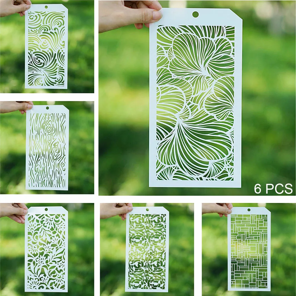 

6 PCS 12*24 cm Seamless Stencil for Scrapbooking Painting album Paper Card Making Craft Decorative Embossing Template