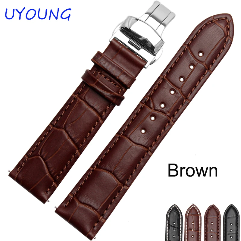 Premium Genuine Leather Watchband - Black Brown Watch Accessories Strap Bracelet