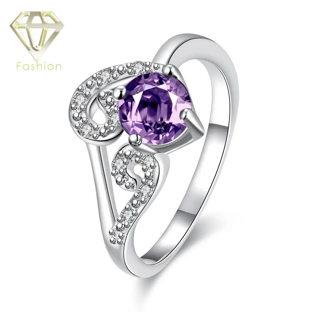 Kristall Engagement Romantisch Eheringe Zircon Coloré Versilbert Schmuck Kristall Engagement Romantisch Eheringe Zircon Coloré Versilbert Schmuck