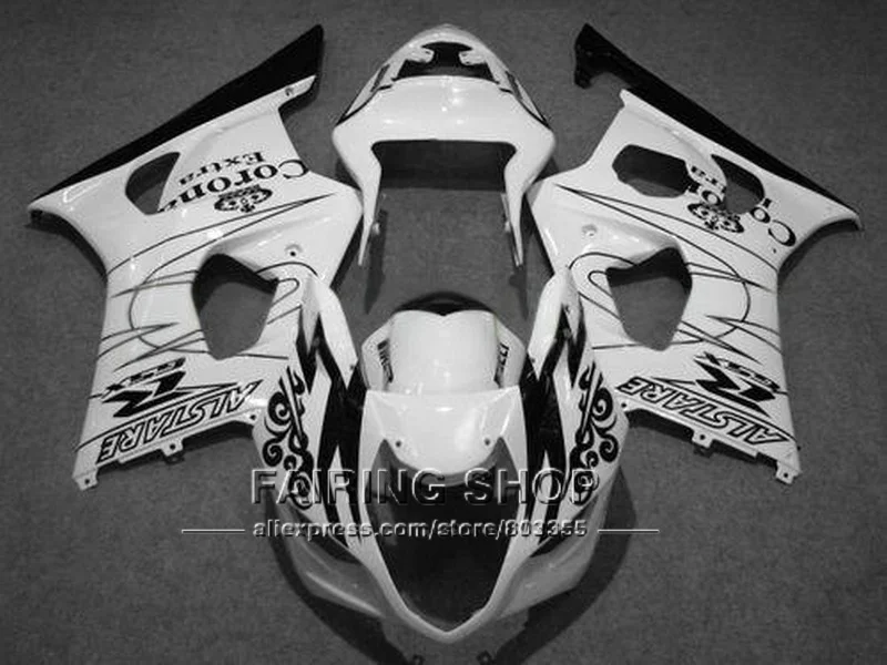 

Injection bodywork free customize fairing kit for Suzuki GSXR1000 03 04 K3 black sticker white fairings GSXR 1000 2003 2004 WT07