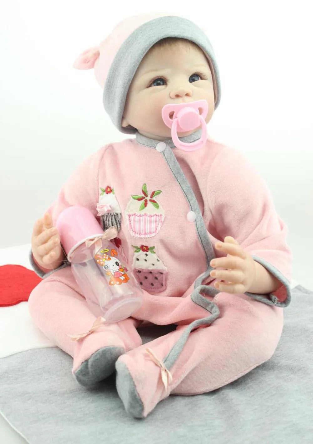 

22inch Reallife Silicone Reborn Baby Newborn Little Girl Doll Women Collectible Toys Training Educational Gifts