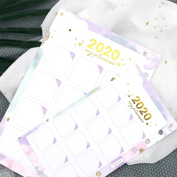 

1 Sheets Yiwi 2020 Calendar Card Pages A5 A6 Watercolor Gold Hot Stamping Inner Pages For Planner Binder Notebook