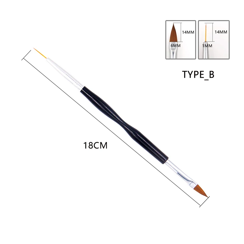 1 шт. инструменты для дизайна ногтей, кисти с двойной головкой, черная ручка для рисования, кисть для нанесения краски, плоская кисть, ручка, УФ Гель-лак, наконечники, инструменты для маникюра - Цвет: TYPE B