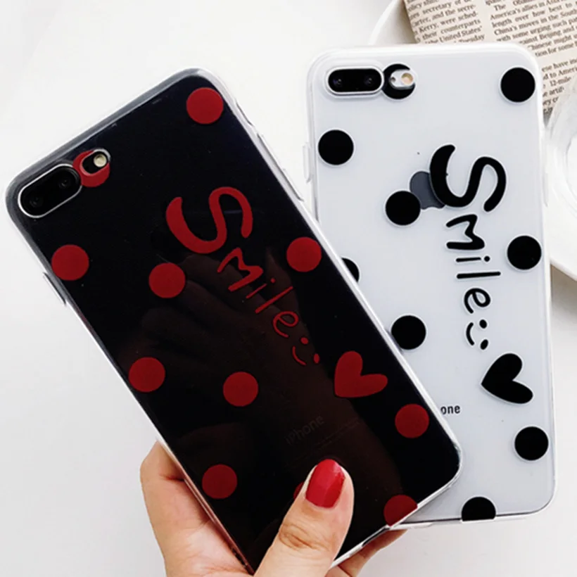 

Fashion Smile Transparent Phone Case For iPhone X 6 6S 7 8 Plus Cases 7Plus 8Plus Silicone Tpu Soft Luxury Wave Point Cover Capa