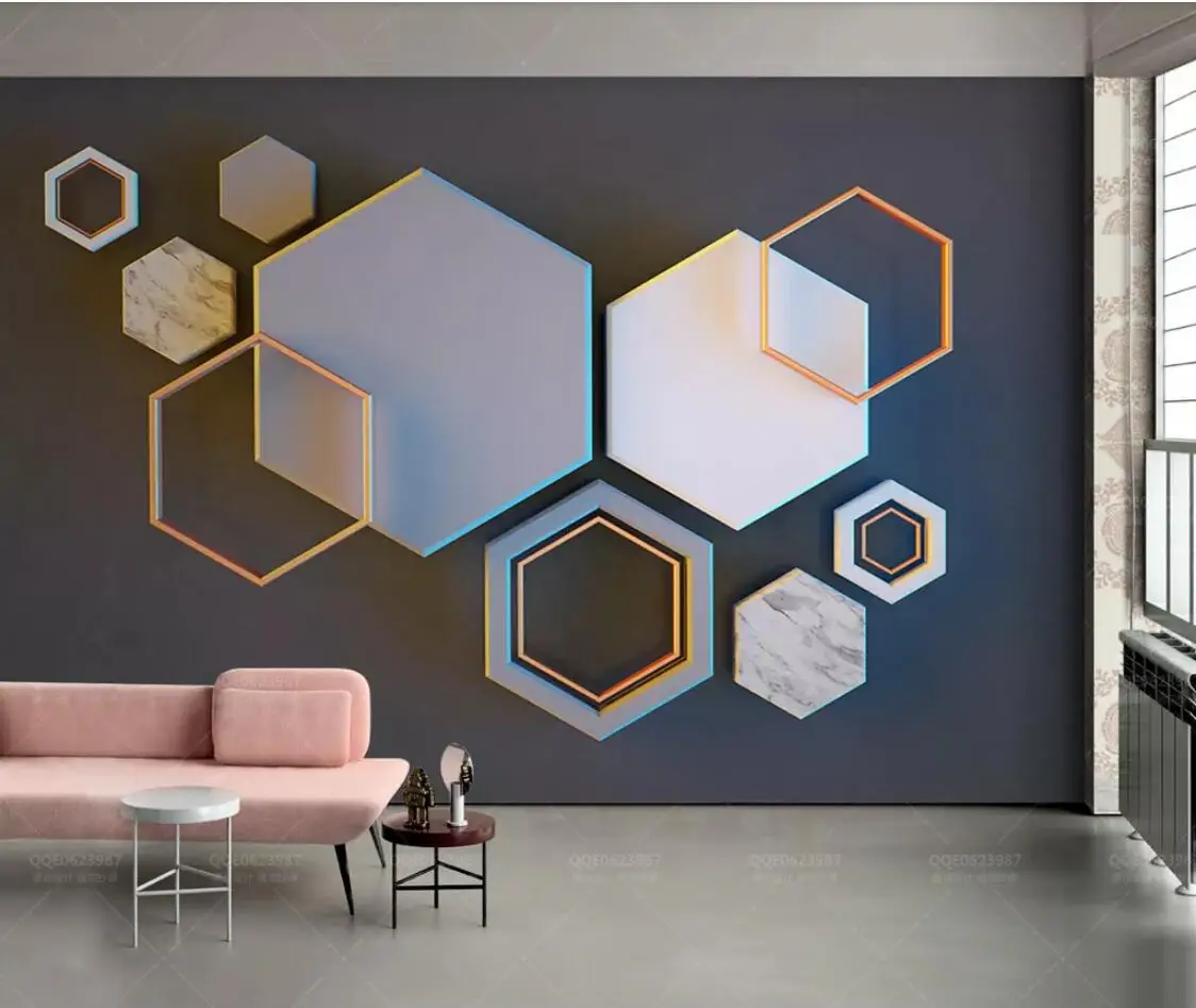 

Geometric Mosaic Wallpaper Hexagon Wallpaper Wall Mural for Apartment Renovation 3D Wall Paper Silk Cloth Canvas Contact Paper
