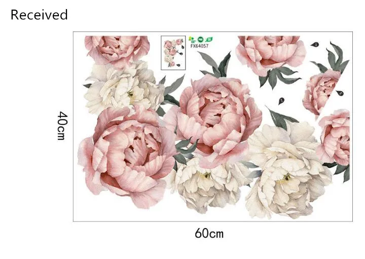 Высокое качество пион розы наклейки на стену цветок на Искусство Детские наклейки Фреска для детской комнаты спальни гостиной Декор для дома обои