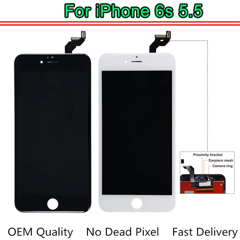 

5PCS OEM Quality Display For iPhone 6S Plus 5.5 inch LCD Touch Screen Digitizer Assembly White Black Free shipping