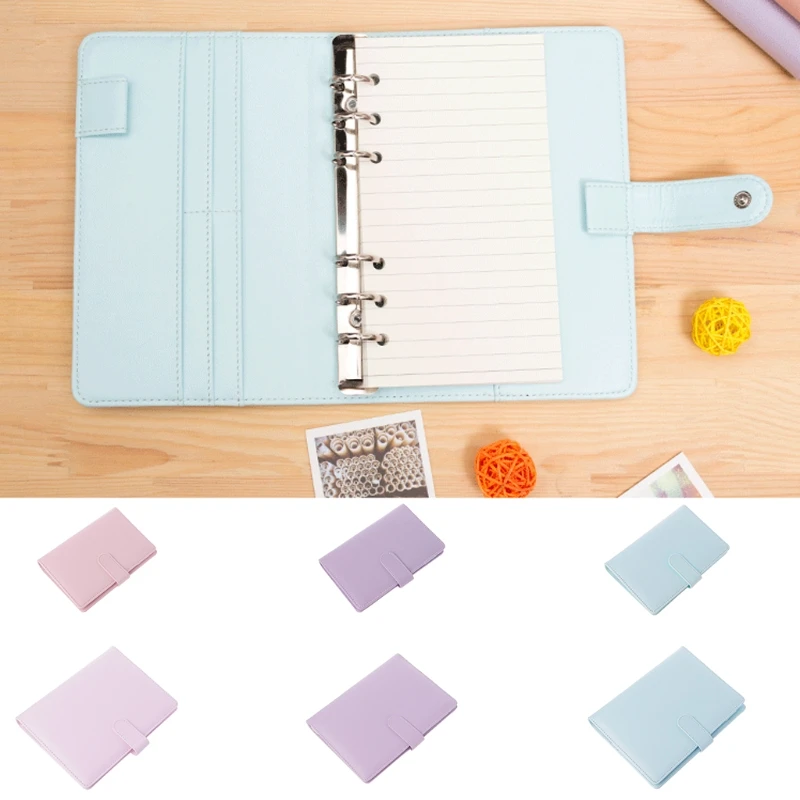 

A6 A5 6 Holes Notepad PU Case Leather Round Ring Binder Binding Cover Protector Leather Spiral Notebook