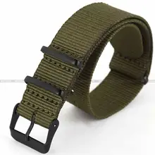 Nouvelle Armée Vert 20mm Nylon Toile Tissu Noir Boucle En Acier Inoxydable Bracelet À Quartz Militaire Montre Sport Bande/WB2034