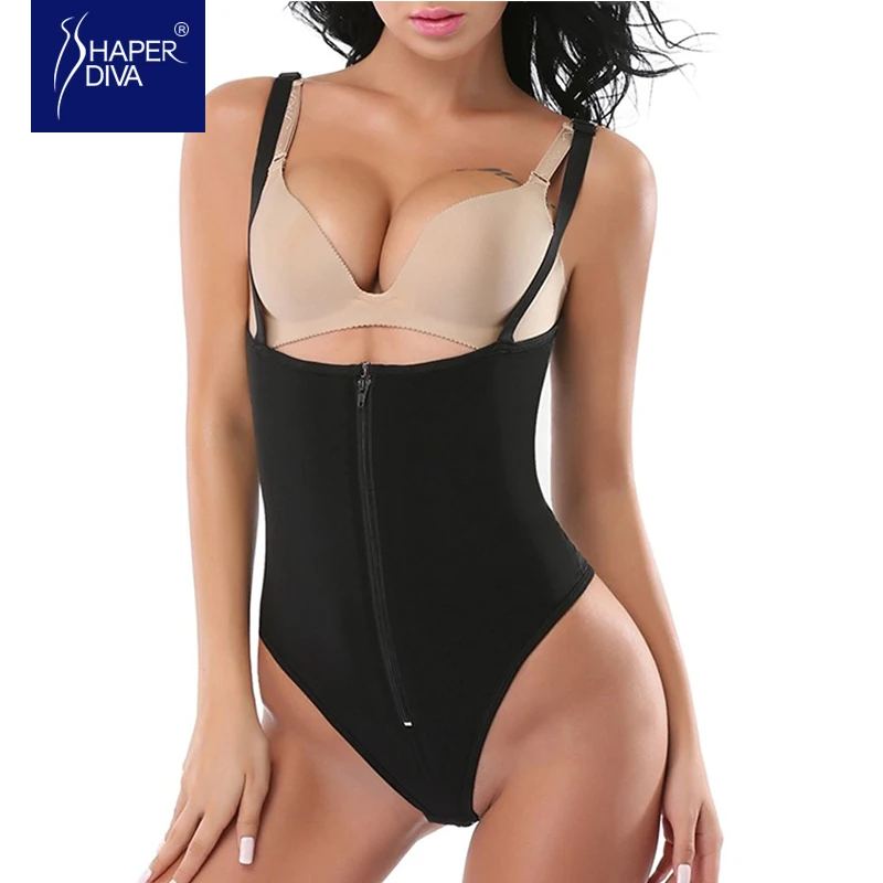 Shaper diva Sexy Latex Shaper Bodysuit Waist Trainer Clips & Zipper