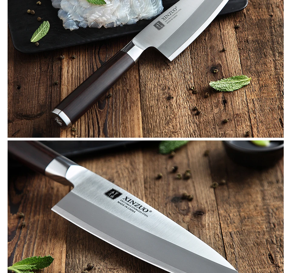 XINZUO 180 мм Gyuto нож X5Cr15MoV из нержавеющей стали, японский Deba Филейный нож, рыбная голова, кухонные поварские ножи, ручка из черного дерева