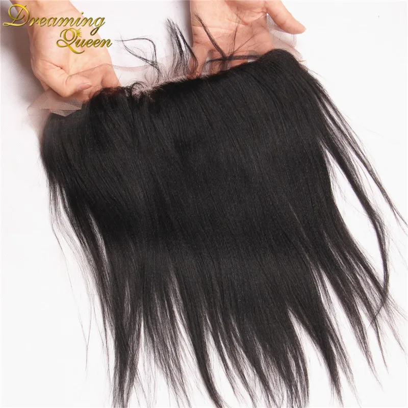 7A Brazilian Light Yaki Lace Frontal Closure With Baby Hair 13x4 Ear to Ear Mink Malaysian