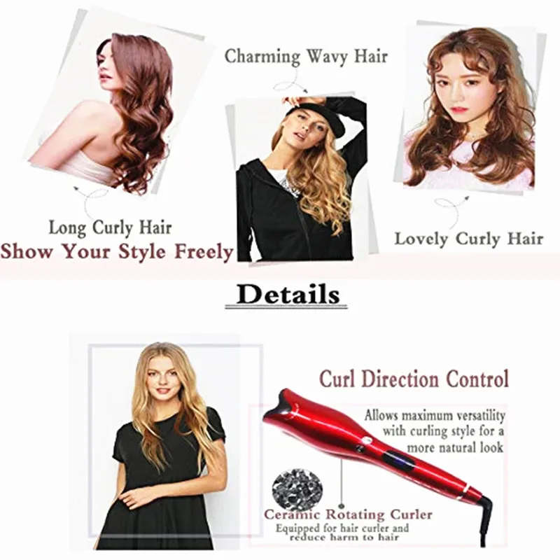 Beli Automatic Curling Air Besi Atlet Curling Putra Tongkat Curl 1 Inch Berputar Magic Rambut Curling Iron Alat Salon Titanium Auto Rambut Atlet Curling Putra