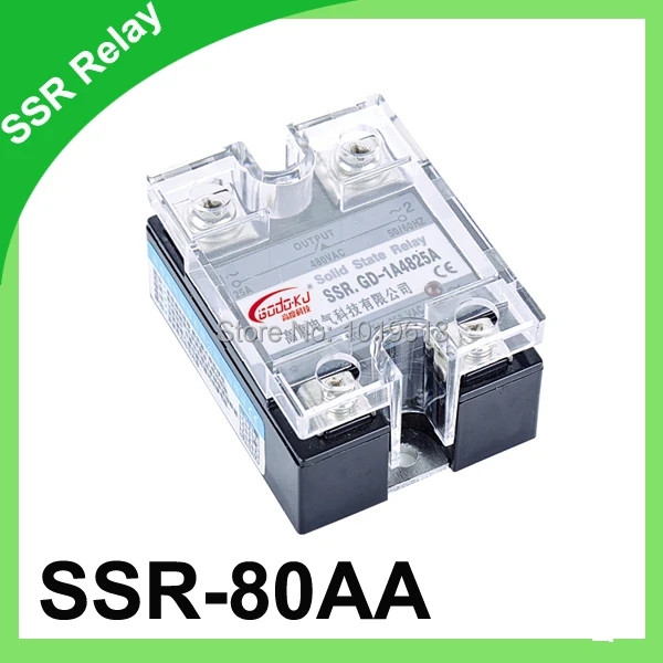 

80A SSR,input 80-250V AC output 480V AC single phase ssr solid state relay