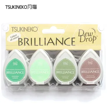 

Tsukineko BRILLIANCE BD 4pcs water-drop series of rubber stamp pad for paper craft free shipping