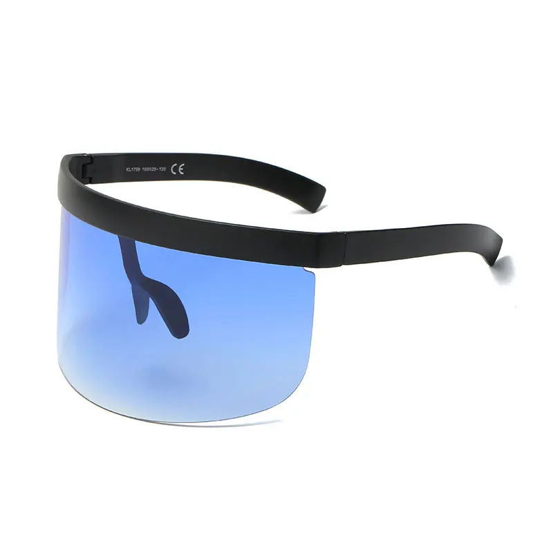 Солнцезащитные очки с козырьком, женские большие очки,, квадратные солнцезащитные очки, мужские винтажные ветрозащитные очки с плоским верхом - Цвет линз: Blue