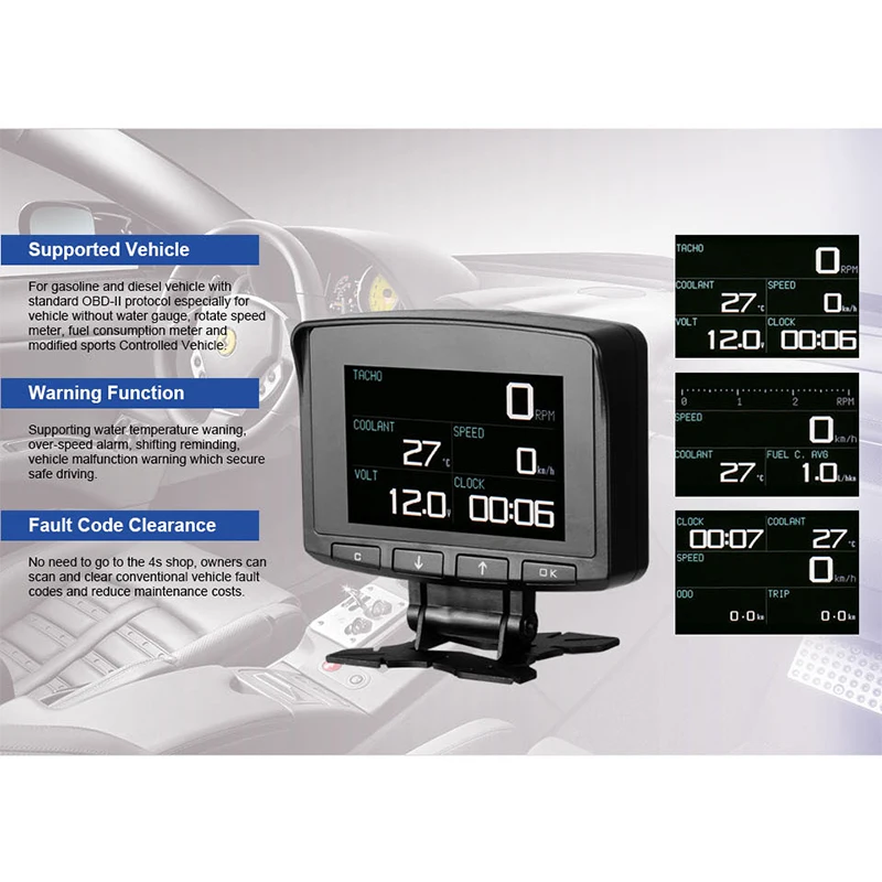 Mr Cartool X50 PRO HUD Дисплей автомобиля OBD2 ODB цифровой измеритель с указанием аварийного