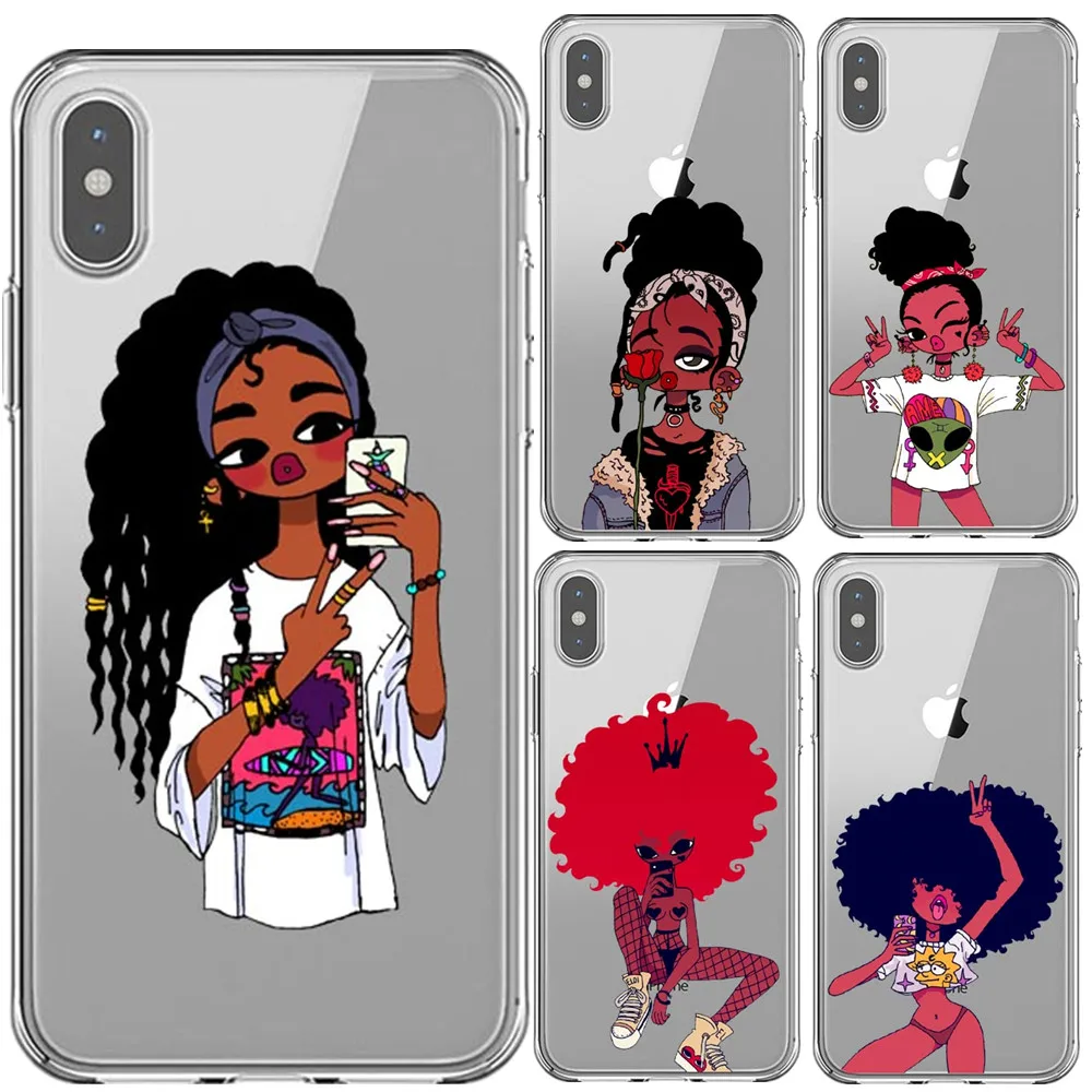 

Black Girl Case For iPhone X XS MAX XR Afro Black Girl Magic Melanin Poppin TPU Phone Cover For iPhone 5 5s SE 6 6SPlus 7 8 Plus